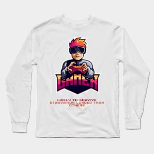 GAMER - Likely to survive starvation longer than others Long Sleeve T-Shirt